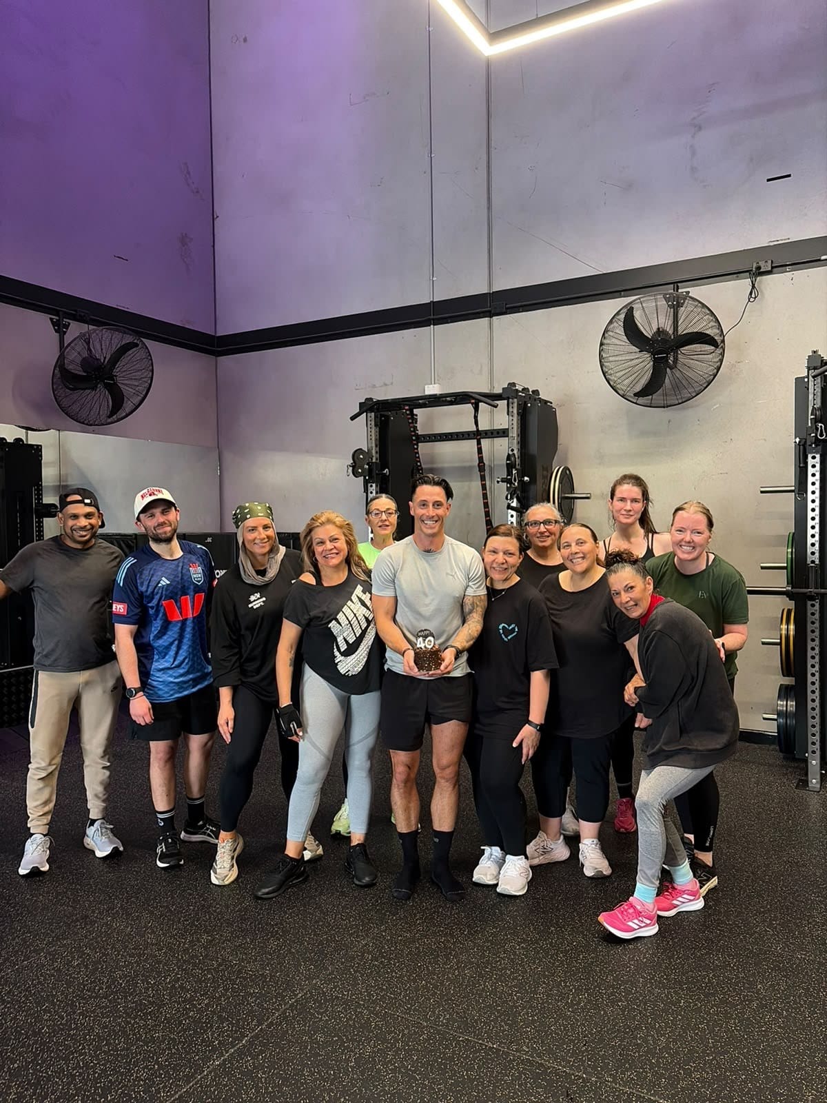 Craig and the Saturday fitness class celebrating his 40th birthday at Injury Active Clinic