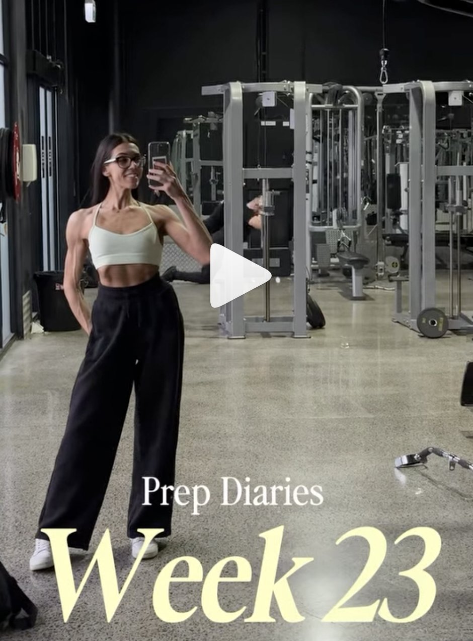 Emily in the final weeks of prep for her first bodybuilding competition