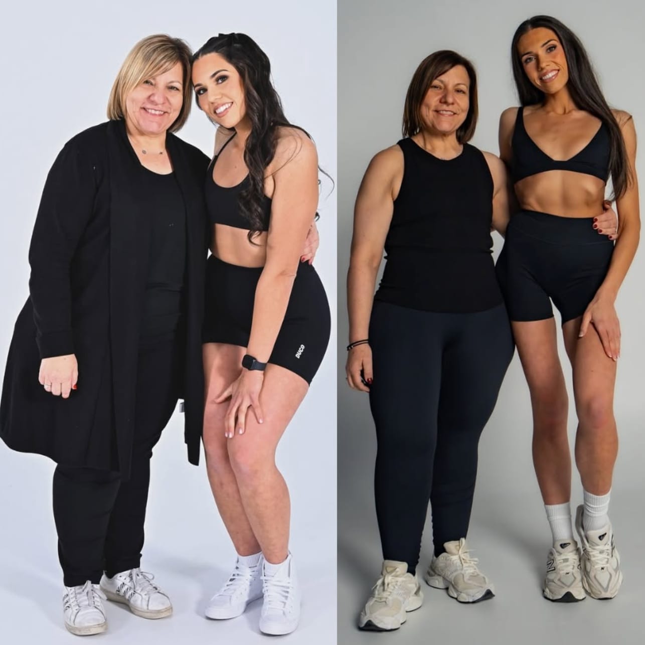 Laura's before and after transformation after losing 24kg training at Injury Active Clinic